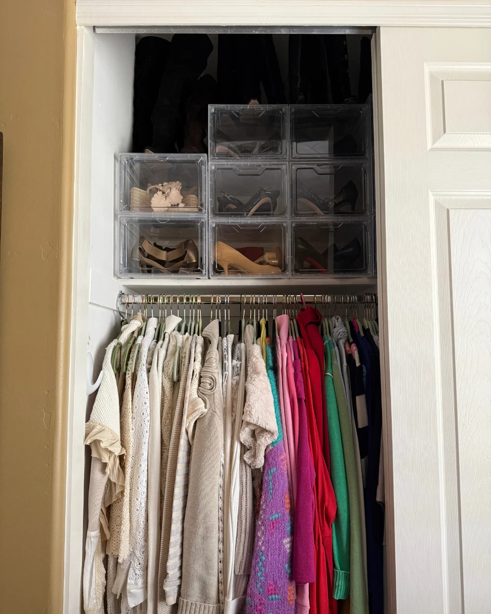 Bedroom closet after organizing