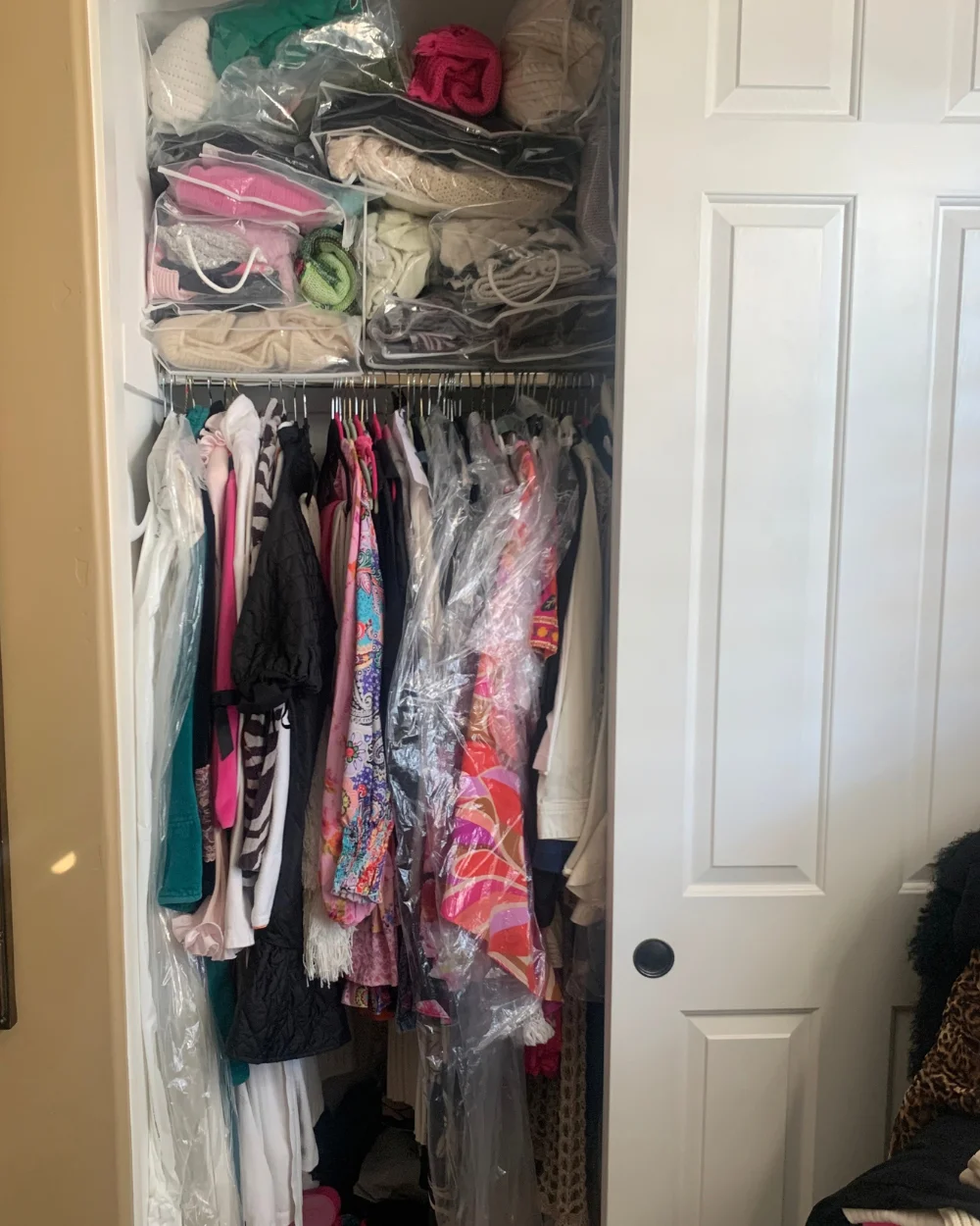 Bedroom closet before organizing