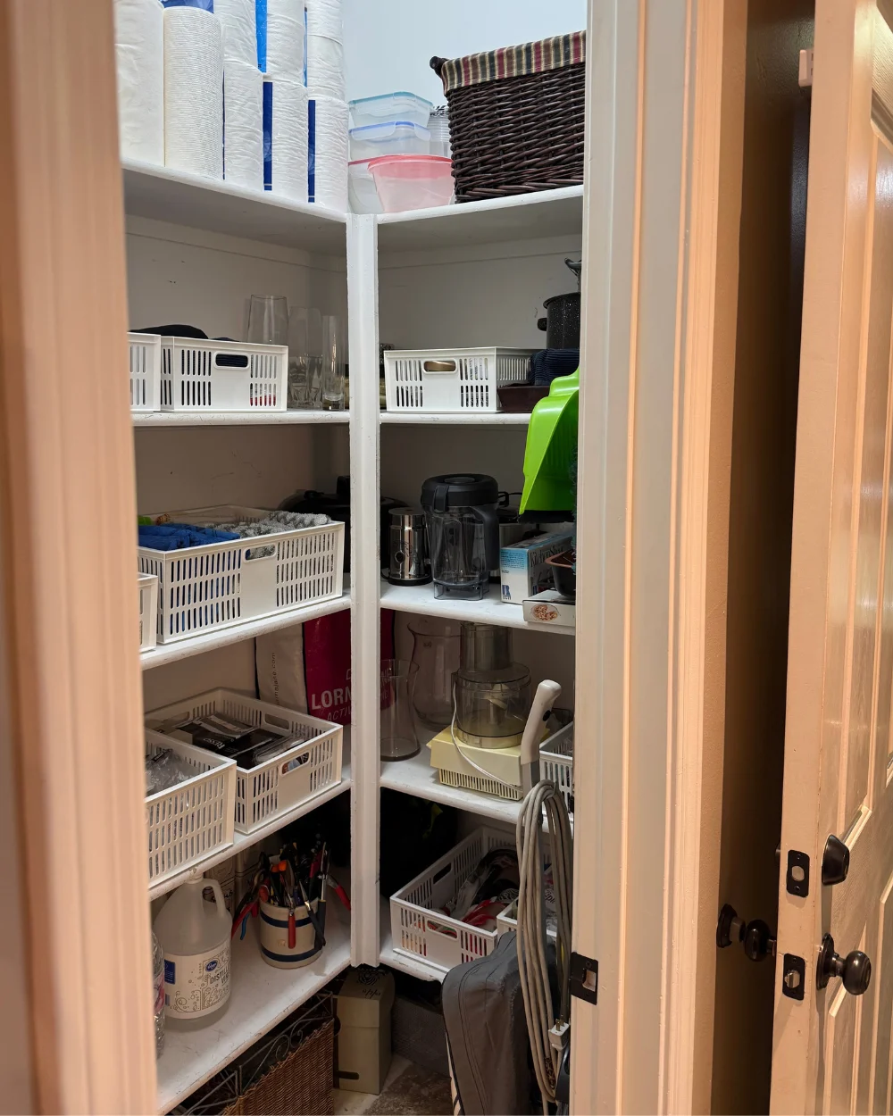 Cleaning closet corner after organizing