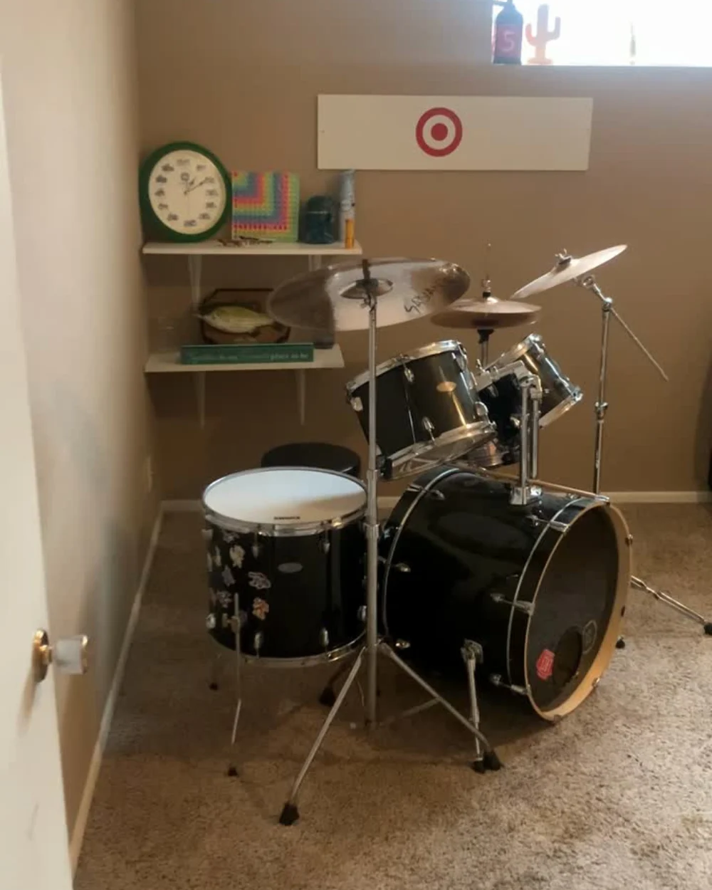 Drum set after organizing