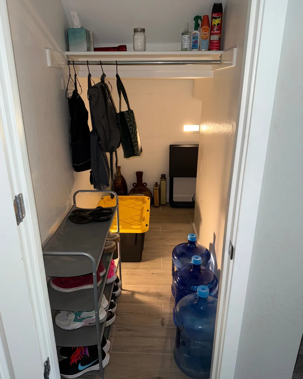 Entry closet after organizing
