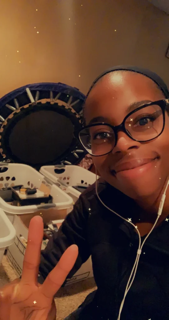 Hadiyah taking a break during a project