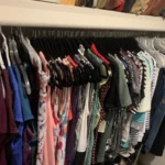 Closet rod with clothes hung by type