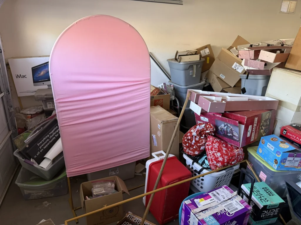 Crowded garage before organizing