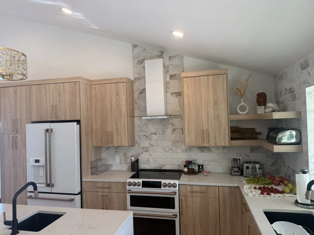 Modern kitchen with cleared counters after organizing