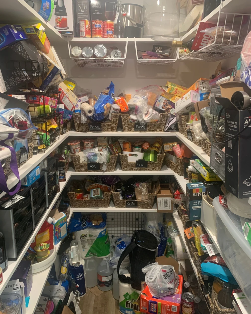 Pantry basket before organizing